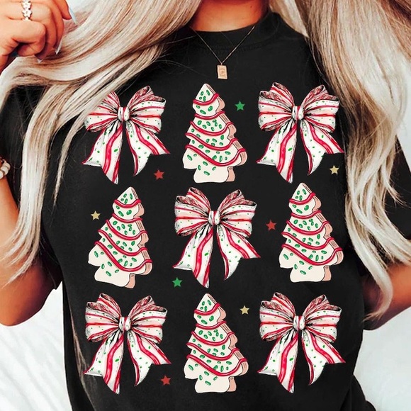Coquette Christmas Tree Cake Shirt - Picture 1 of 1